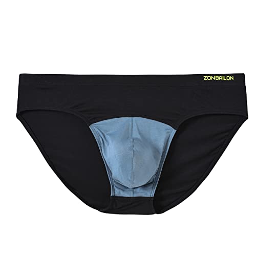 ZUOLAIYIN Herren Slips Bambus Herren-Slips mit Ausbuchtung Beutel Sexy Unterwäsche Mann Unterhosen Slip Männer Spandex Elasthan Schwarz von ZUOLAIYIN