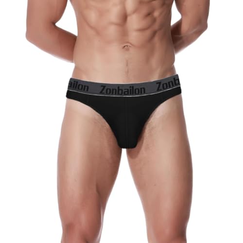 ZUOLAIYIN Herren-Strings String Tanga Herren Großer Beutel Sexy Unterwäsche für Mann Bambus Männer String Tangas Slip Elasthan Stretch Spandex Schwarz XXL von ZUOLAIYIN