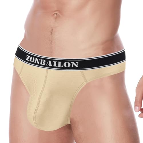 ZUOLAIYIN String Tanga für Männer Herren-Strings mit Großer Beutel Herren Sexy Tanga Slips Hipster Niedrige Taille Neu Aprikosenfarbe M L XL XXL von ZUOLAIYIN