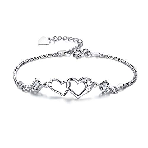 ZUOLUO Armbänder Für Frauen Silberner Armreif Handkette Liebesarmband Sterling Silber Personalisiertes Bester Freund Verstellbares 925 Stilvoll Frauen Für von ZUOLUO