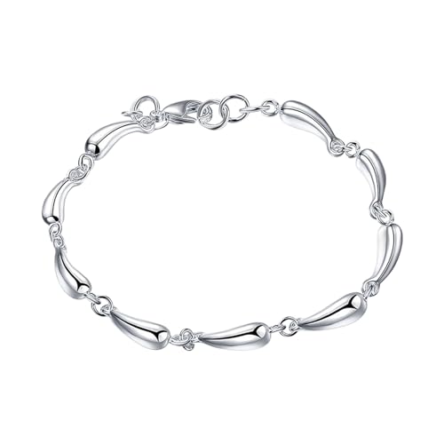 Silber Armband Damen 925 Schmuck Für Damen Armkette Teardrop Elegante Tropfen Armband Frauen Schmuck Jahrestag Geburtstagsgeschenke Für Mama Damen Mädchen von ZUOLUO