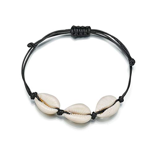 ZUOLUO muschelkette fußkette Fußkette Seil Fußkette Einstellbare Muschel Fußkettchen Shell Fußkette Blaue Fußkette Natürliche Shell Fußkette Black von ZUOLUO