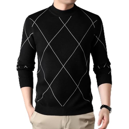 ZUOYIMEI Basic Sweater Herren Gutaussehend Slim Fit All-Match Langarm Sweater Herren Einfarbig Casual Temperament Langarm Pullover Herren Warm Verdicken Pulli Herren M-Black 3XL von ZUOYIMEI