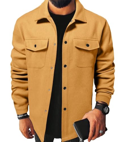 ZUOYIMEI Jacke Herren Leichte Komfortabel Übergangsjacke Herren Mode Trend Langarm Jacke Herren Outdoorjacke Herren Casual Jacke Herren C-Yellow XL von ZUOYIMEI