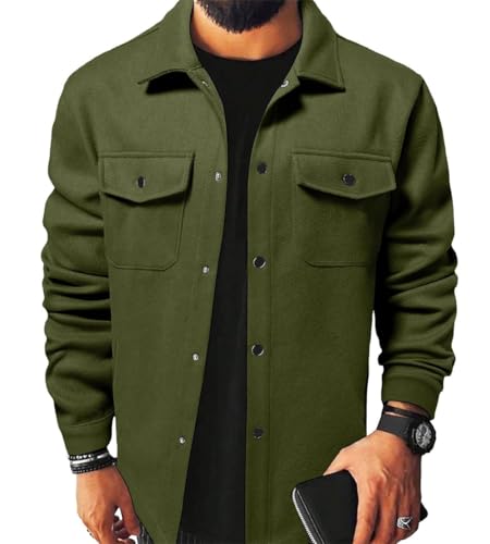 ZUOYIMEI Jacke Herren Leichte Komfortabel Übergangsjacke Herren Mode Trend Langarm Jacke Herren Outdoorjacke Herren Casual Jacke Herren D-Army Green XL von ZUOYIMEI