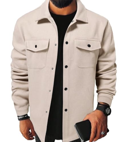 ZUOYIMEI Jacke Herren Leichte Komfortabel Übergangsjacke Herren Mode Trend Langarm Jacke Herren Outdoorjacke Herren Casual Jacke Herren E-Apricot M von ZUOYIMEI