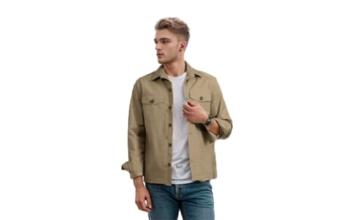 ZUOYIMEI Jacke Herren Outdoorjacke Herren Sport Jacke Herren Casual Jacke Herren Regular Fit Mode Langarm Jacke Herren Taschen Jacke Herren F-Khaki L von ZUOYIMEI