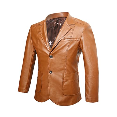 ZUOYIMEI Lederjacke Herren Temperament Hip Hop Jugend Softshell Jacke Herren Persönlichkeit Trend Gutaussehend Moto Jacke Herren All-Match Mode Slim Fit Langarm Jacke Herren E-Khaki M von ZUOYIMEI