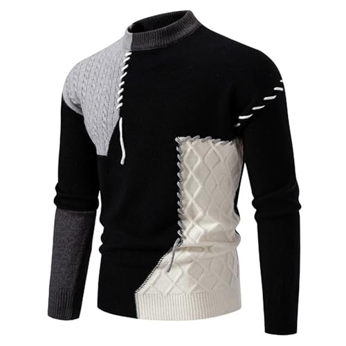 ZUOYIMEI Sweater Herren Atmungsaktiv Weich Komfortabel Langarm Pullover Casual Warm Mode Strickwaren Temperament Trend Urban Knitsweater A-Black M von ZUOYIMEI
