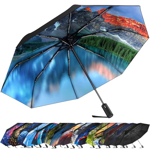 ZUOYOUZ Faltbare Regenschirme, kompakter, tragbarer, automatisch faltbarer Regenschirm mit niedlichen Aufdrucken für Reisen im Regen, UV-geschützt, faltbar, perfekt für das Auto und unterwegs von ZUOYOUZ