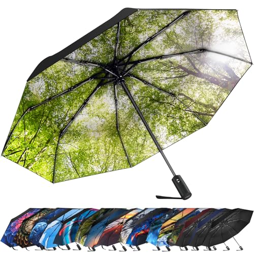 ZUOYOUZ Faltbare Regenschirme, kompakter, tragbarer, automatisch faltbarer Regenschirm mit niedlichen Aufdrucken für Reisen im Regen, UV-geschützt, faltbar, perfekt für das Auto und unterwegs von ZUOYOUZ