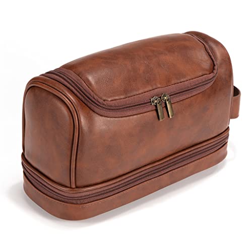 ZUOZUIYQ Business Pu-Leder-Kosmetik-Aufbewahrungstasche Praktischer Unisex-Kulturbeutel für Männer mit Haken Tragbare Make-up-Tasche Reise-Duschtasche von ZUOZUIYQ