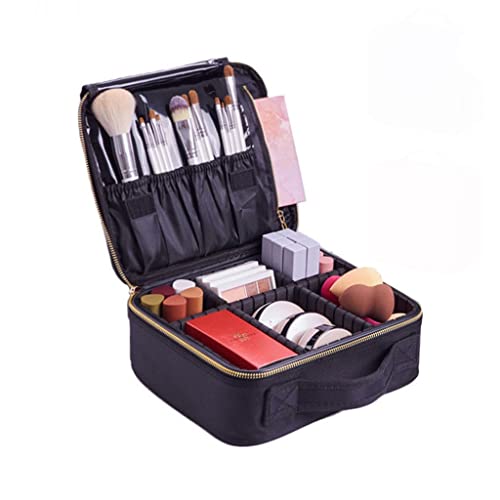 ZUOZUIYQ Frauen Mode Kosmetikkoffer Reise Make-up Organizer Professionelle Make-up-Box Schönheit Kosmetik Tasche Künstler Make-up Koffer (Farbe: Schwarz) von ZUOZUIYQ