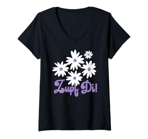 Damen ZUPF DI! X Geh weg. Schleich dich. Blumen Oktoberfest Spruch T-Shirt mit V-Ausschnitt Damen ZUPF DI! X Geh weg. Schleich dich. Blumen Oktoberfest Spruch T-Shirt mit V-Ausschnitt von ZUPF DI! X BAYERN - Bergliebe Berg Berge Natur