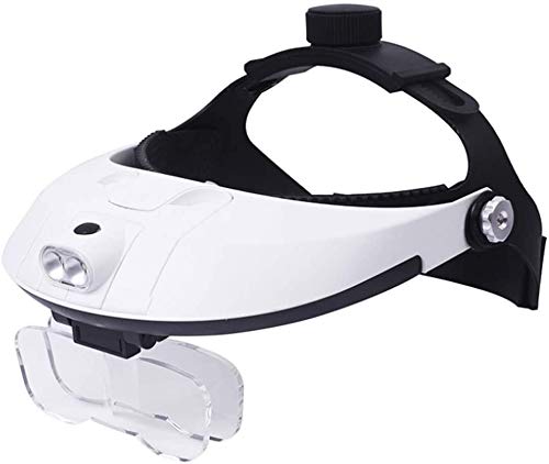 Lupe, hochauflösendes, verstellbares Kopfband zum Lesen und Pflegen von Kreuzstich für ältere Menschen, wendbar mit 2 Glühbirnen, Lupe, warm wie je zuvor von ZURBAQD