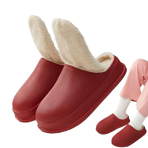 Gemütliche Plateau-Hausschuhe - Warme Plüsch-Slip-On-Schuhe | Flauschige Winterhausschuhe als Weihnachtsgeschenke von ZUREGO