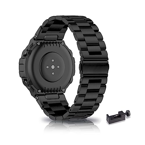 Metall Armband Für Amazfit T-Rex 2 Armband Metall Frauen Männer, Amazfit T-Rex 2 Metallarmband Edelstahl für Männer Kompatibel mit Amazfit T-Rex 2 (A) von ZUREGO