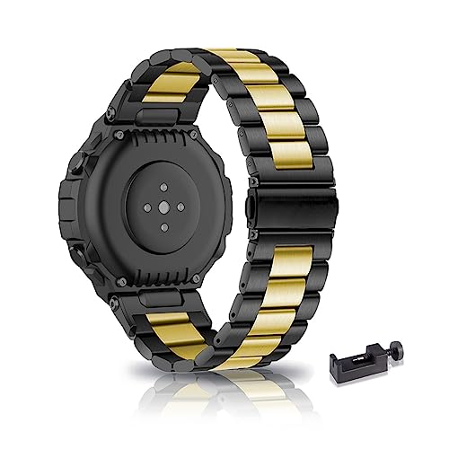 Metall Armband Für Amazfit T-Rex 2 Armband Metall Frauen Männer, Amazfit T-Rex 2 Metallarmband Edelstahl für Männer Kompatibel mit Amazfit T-Rex 2 (K) von ZUREGO