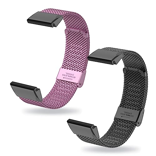 ZUREGO 2 Stück Ersatzarmband für Garmin Fenix 7S / Fenix 6S / Fenix 6S Pro Armband für Damen/Herren, Ersatz Edelstahl Metall Armband Kompatibel mit Garmin Fenix 5S / Fenix 5S Plus (G) von ZUREGO