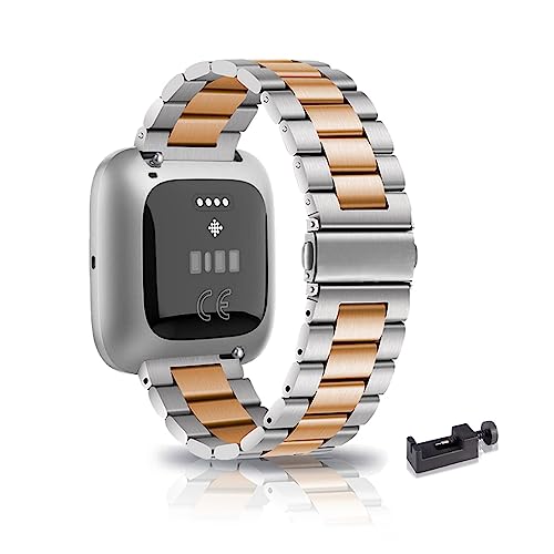 ZUREGO Metall Armband Für Fitbit Versa 3/ Versa 4/ Sense/ Sense2 Armband Metall Frauen Männer, Metallarmband Edelstahl für Männer Kompatibel mit Fitbit Versa 3/ Versa 4/ Sense/ Sense2 (J) von ZUREGO