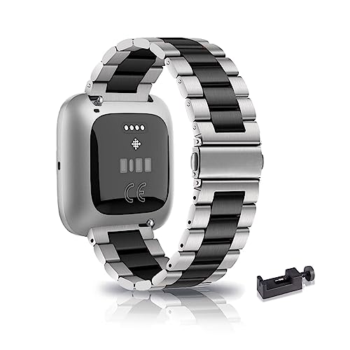 ZUREGO Metall Armband Für Fitbit Versa 3/ Versa 4/ Sense/ Sense2 Armband Metall Frauen Männer, Metallarmband Edelstahl für Männer Kompatibel mit Fitbit Versa 3/ Versa 4/ Sense/ Sense2 (N) von ZUREGO