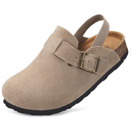 Clogs Kinder Pantoletten Mädchen Hausschuhe Jungen Gartenschuhe Verstellbare Slipper Kindergarten Sandalen rutschfest Aprikose 21.5-22 EU=Etikettengröße: 140 von ZUSERIS