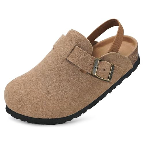 Clogs Kinder Pantoletten Mädchen Hausschuhe Jungen Gartenschuhe Verstellbare Slipper Kindergarten Sandalen rutschfest Braun 27.5-28 EU=Etikettengröße: 180 von ZUSERIS