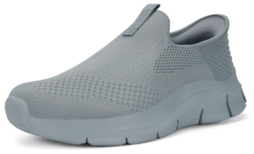 ZUSERIS Damen Herren Mesh Sneaker Slip On Sportschuhe Turnschuhe Outdoor Freizeit Fitness Schuhe Ohne Schnürsenkel Einlegesohlen Fußgewölbe Leichte Bequeme Grau 38 von ZUSERIS