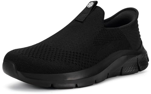 ZUSERIS Damen Sneaker Herren Turnschuhe Leichte Sportschuhe Slip On Freizeit Casual Atmungsaktiv Bequeme Walking Schuhe Einlegesohlen Fußgewölbe Schwarz 40 von ZUSERIS