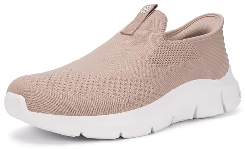 ZUSERIS Damen Sneaker Knit Turnschuhe Slip On Sportschuhe Walkingschuhe Outdoor Straßenlauf Freizeit Fitness Gym Leichte Atmungsaktiv Schuhe Pink 38 von ZUSERIS