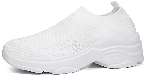 ZUSERIS Damen Sneaker Slip On Freizeitschuhe Laufschuh Atmungsaktive Sportschuhe Leichte Casual Outdoor Walking Schuhe Size Weiß 41 von ZUSERIS