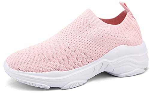 ZUSERIS Damen Sneakers Slip On Turnschuhe Atmungsaktive Sportschuhe Leichte Casual Outdoor Walkingschuhe Freizeitschuhe Size Rosa 42 von ZUSERIS