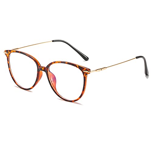 ZUVGEES Mode Runden TR90 Blaulichtfilter Lesebrille für Herren und Damen mit Federscharnier Lightweight Anti-blaue Computerbrille (Leopard, 1.5) von ZUVGEES