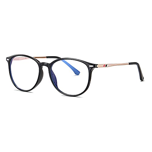ZUVGEES Mode Runden TR90 Blaulichtfilter Lesebrille für Herren und Damen Lightweight Anti-blaue Computerbrille (Helles Schwarz, 1.5) von ZUVGEES