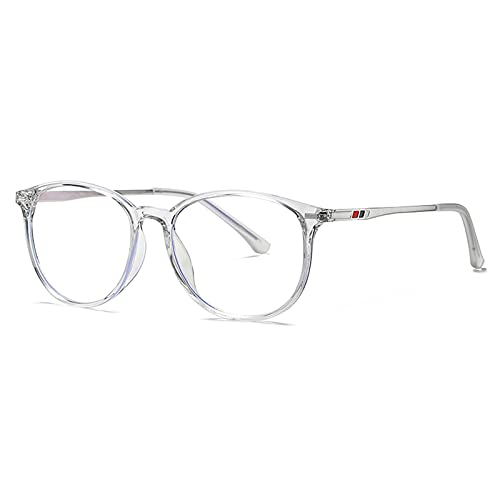 ZUVGEES Mode Runden TR90 Blaulichtfilter Lesebrille für Herren und Damen Lightweight Anti-blaue Computerbrille (Transparent, 2.0) von ZUVGEES