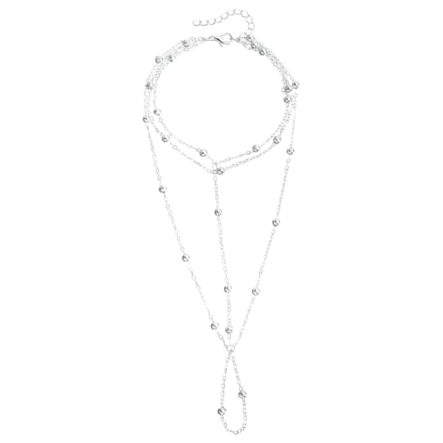 ZUWIJEQ 1pcs Boho Fußkettchen Silber Satellit Perlen Fussketten, Barfuß Sandalen Fußkettchen für Frauen runde Perlen Zehenring Knöchel Armband Strand dehnbar Fuß Kette Schmuck für Hochzeit Braut von ZUWIJEQ