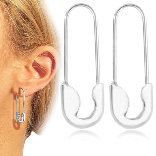 ZUWIJEQ 2 Stück Creolen Set Hypoallergen Klein Damen Schmuck Kleine Pin-Ohrringe für Damen Herren Chirurgenstahl Knorpel Huggie Snug Lobe Nase Lippen Piercing, Silber von ZUWIJEQ