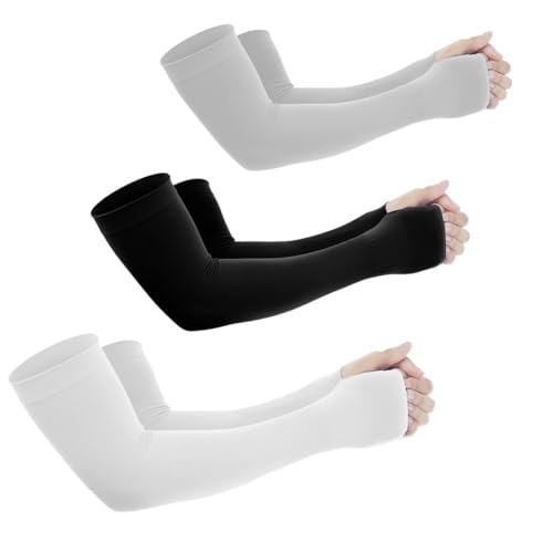 ZUWIJEQ 3 Paar Unisex-Ärmlinge,Kühlung UPF 50+ Arm Sleeve,Atmungsaktiv Arm Ärmel,Armstulpen im Freien Sport,Arm Ärmel mit UV-Schutz,Tattoo Abdeckung Armstulpen, Armsleeve für Radsport Wandern Laufen von ZUWIJEQ