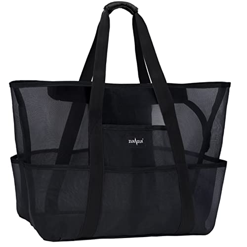 ZUXNZUX Strandtasche XXL Familie, Mesh Strandtasche mit Reißverschluss, Groß Faltbar Ultraleicht Badetasche Tasche Schwimmtasche Shopper Faltbar Damen Herren für Sommer Strand Urlaub von ZUXNZUX