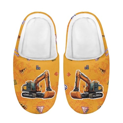 ZUXONGSY Bagger Warme Kinder Hausschuhe Jungen Niedliche Pantoffeln Bequeme Weiche Hauspatschen Gemütlich Slipper mit Geschlossener Spitze von ZUXONGSY