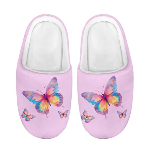 ZUXONGSY Bunte Schmetterlinge Rutschfester Kinder Hausschuh Trendiger Schuhe Warme Rutschfeste Sohle Slipper für Mädchen Größe Waschbare mit geschlossener spitze von ZUXONGSY