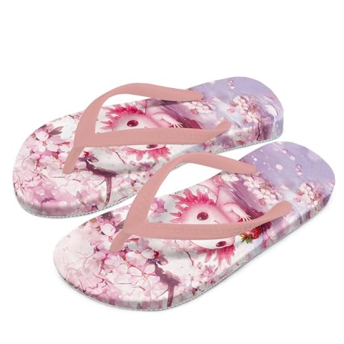 ZUXONGSY Cherry Blossom Flip Flops Kinder Leichtgewichtige Mädchen Flip Flops & Zehenstegsandalen für den Sommer Mit Memory Foam Axolotl Sliders Kinder,Pink Cartoon-33EU von ZUXONGSY