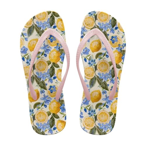 ZUXONGSY Cute Lemon Strand Flip Flops Damen Mode Damen Strand Flip Flops & Pool Slides,Mit Memory Foam Damen Slides,38EU von ZUXONGSY