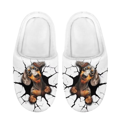 ZUXONGSY Dackel Hausschuhe Junge Mädchen Plüsch House Slippers Weiche Bequeme Puschen mit Geschlossener Spitze Kuschelige Scuff Winter Wärme von ZUXONGSY