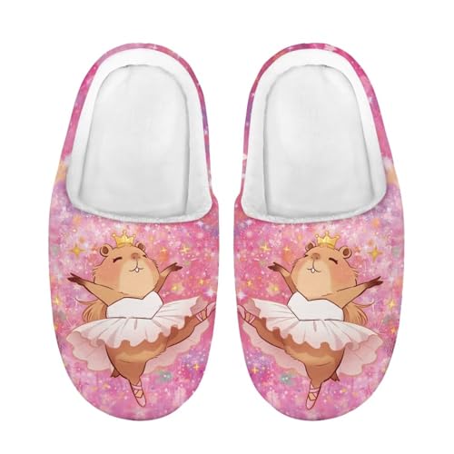 ZUXONGSY Kapibara, das Ballett tanzt Warme Plüsch Pantoffeln Mädchen Atmungsaktive Leicht Loafer Nette Bequeme Slipper Drinnen und Draußen Waschbare von ZUXONGSY