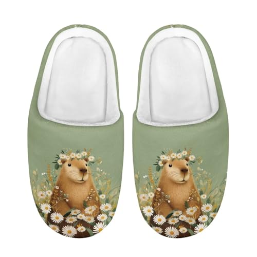 ZUXONGSY Kapibara mit Blumenkranz Rutschfester Kinder-Hausschuh Trendiger Schuhe Warme Rutschfeste Sohle Slipper für Mädchen Größe Waschbare mit geschlossener spitze von ZUXONGSY