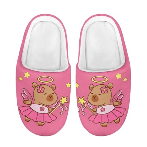 ZUXONGSY Kapibaraengel Warme Plüsch Pantoffeln Mädchen Kuschelige Slipper Niedliche Schlapfen Atmungsaktive Leicht Hüttenschuhe drinnen und draußen von ZUXONGSY