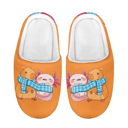 ZUXONGSY Kapibaras und Axolotenlurche Warme Kinder Hausschuhe Jungen Niedliche Pantoffeln Bequeme Weiche Hauspatschen Gemütlich Slipper mit Geschlossener Spitze von ZUXONGSY