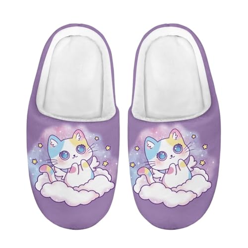 ZUXONGSY Katzen auf Wolken Warme Mädchen Hausschuhe Bequeme Pantoffeln Weiche Slippers für Den Innenbereich Waschbare Drinnen und Draußen Winter von ZUXONGSY