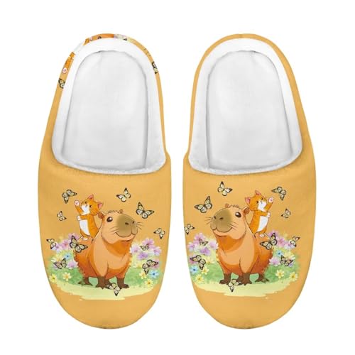 ZUXONGSY Katzen und Kapibaras Rutschfest Indoor Pantoffeln Kuschelige Hausschlappen Flauschig Puschen Flauschig Weicher Hüttenschuhe als Stylisches Geschenk von ZUXONGSY